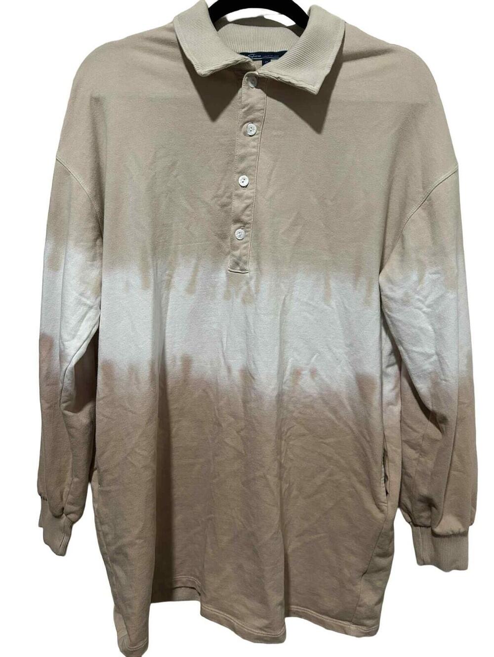 Shore Men’s Medium Vintage Tie Dye Polo Pocketed Khaki Y2k 90s Streetwear USA